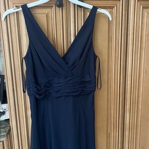 Navy Blue Chaps Cocktail Dress Sleeveless Tie Back Wide Bow Size 8